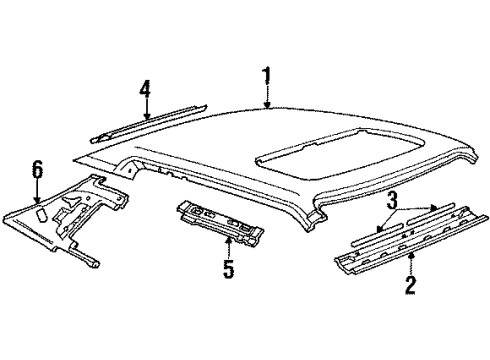 1986 Mercury Capri Roof & Components Diagram