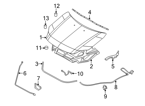 2007 Mercury Milan Hood & Components Diagram