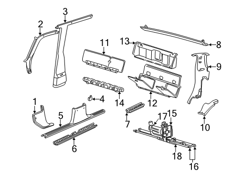 2001 Ford Explorer Sport Trac Scuff Plate Retainer, Rear Diagram for F57Z-7813286-A