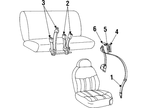 1998 Lincoln Navigator Seat Belt - Body Diagram 2 - Thumbnail