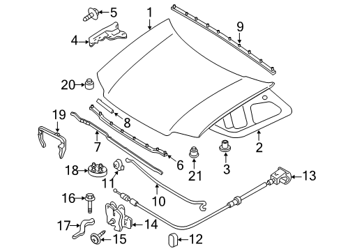 2011 Mercury Mariner Hood & Components Diagram