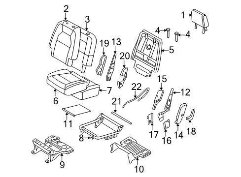 2007 Mercury Mountaineer Seat Support, Center Driver Side Diagram for 1L2Z-7863844-AA