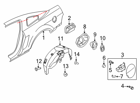 2012 Ford Mustang Quarter Panel & Components Diagram