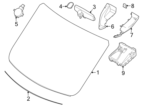 2024 Ford E-Transit Glass - Windshield Diagram
