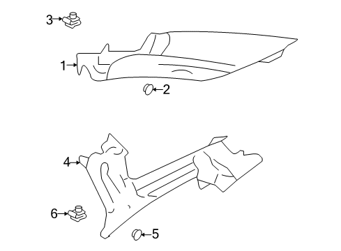 2006 Mercury Montego Quarter Trim Panel, Charcoal, Rear Passenger Side Diagram for 5G1Z-5452018-AAB