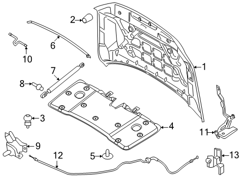 2025 Lincoln Navigator Hood & Components Diagram