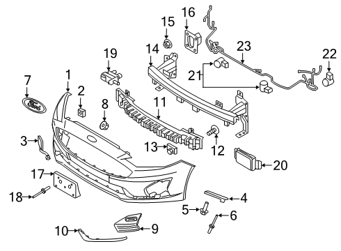 2020 Ford SSV Plug-In Hybrid Bumper & Components - Front Diagram