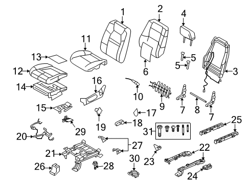 2007 Ford Explorer Sport Trac Seat Back Pad, Front Passenger Side Diagram for 7L2Z-7864810-A