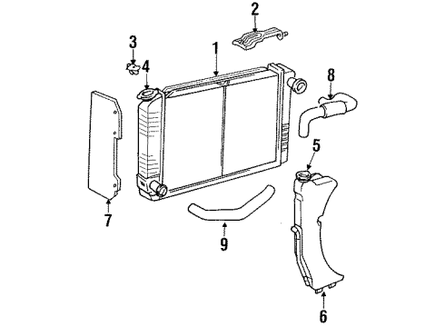 1986 Ford Mustang Radiator & Components Diagram 3 - Thumbnail