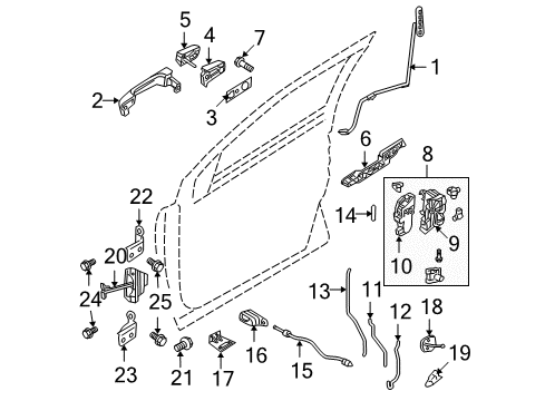 2008 Ford Taurus X Front Door - Lock & Hardware Diagram