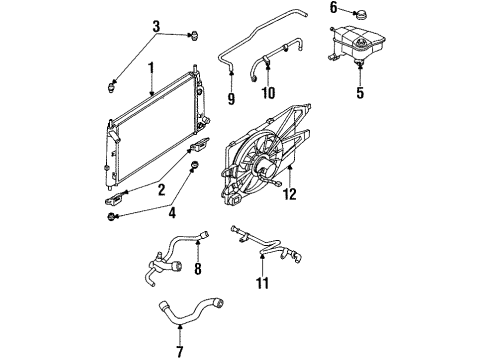 1999 Ford Contour Radiator & Components Diagram 2 - Thumbnail