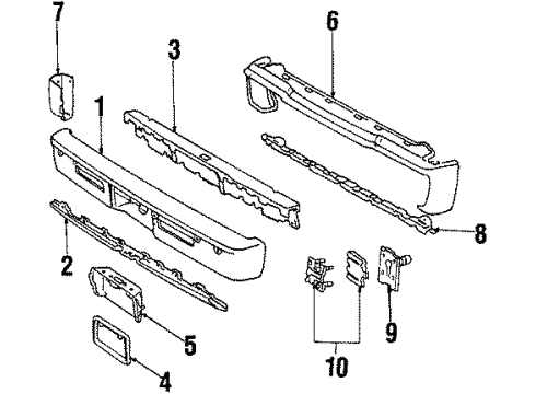 1985 Lincoln Continental Bumper Assembly - Rear Diagram