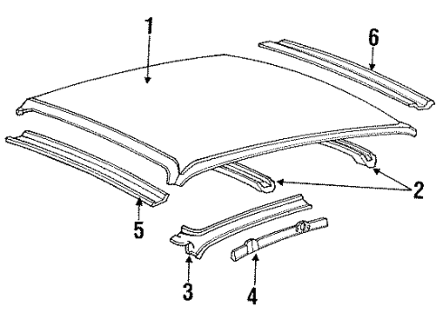 1997 Lincoln Town Car Roof & Components Diagram