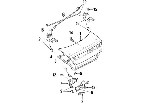 1997 Mercury Tracer Trunk Lid & Components Diagram
