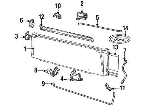 1995 Ford Bronco Exterior Trim - Tail Gate Diagram