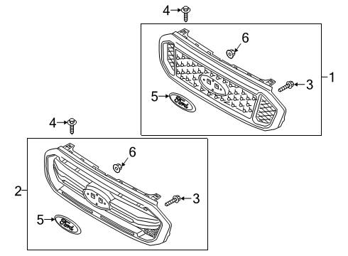 2019 Ford Ranger Grille & Components Diagram