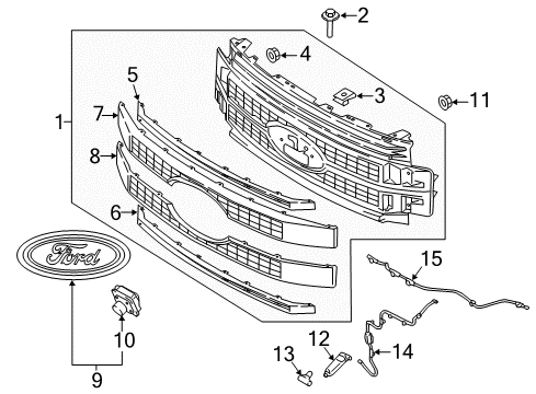 2017 Ford F-350 Super Duty Grille & Components Diagram 2 - Thumbnail