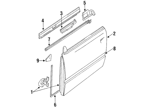 1992 Mercury Capri Door & Components Diagram