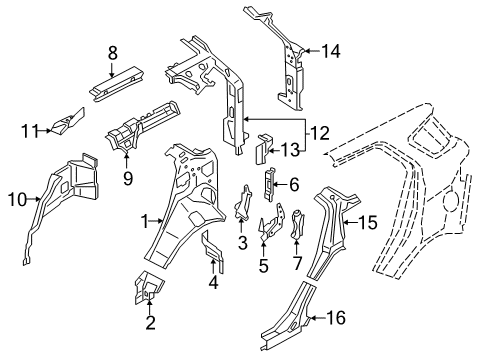 2018 Ford EcoSport Inner Structure - Quarter Panel Diagram