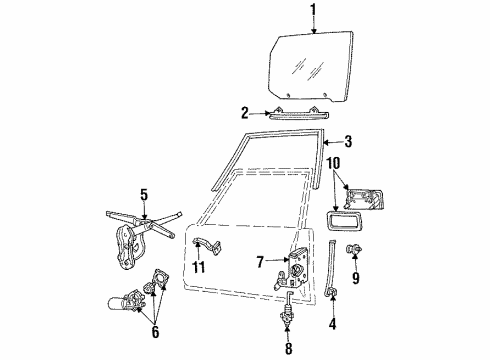 1984 Lincoln Town Car Glass - Door Diagram 3 - Thumbnail