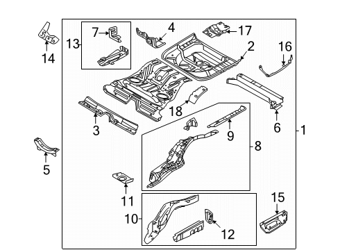 2014 Ford Special Service Police Sedan Rear Floor & Rails Diagram