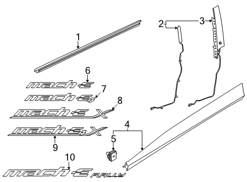 2024 Ford Mustang Mach-E Exterior Trim - Front Door Diagram
