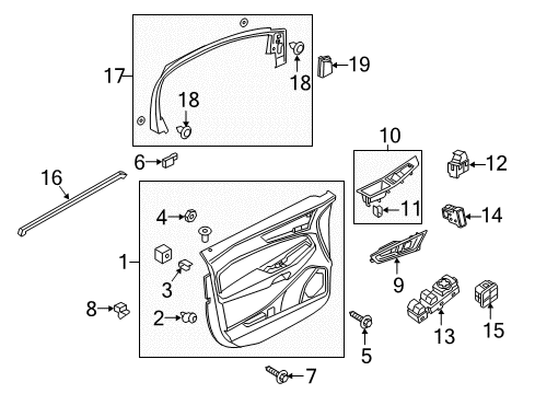 2018 Ford Edge Interior Trim - Front Door Diagram