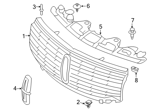 2007 Lincoln Navigator Grille & Components Diagram