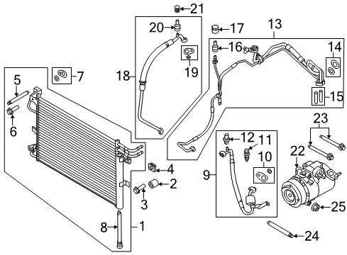 2015 Ford Police Interceptor Utility Evaporator Tube Seal Kit Diagram for AE5Z-19B596-A