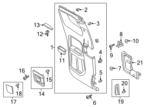 2020 Ford Ranger Interior Trim - Rear Door Diagram