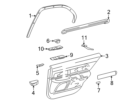2004 Lincoln LS Interior Trim - Rear Door Diagram