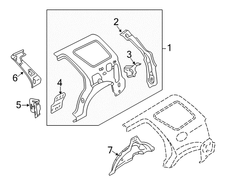 2012 Ford Escape Inner Structure - Quarter Panel Diagram