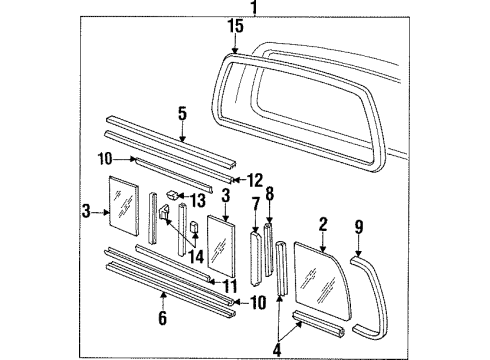 1997 Ford Ranger Glass Panel Diagram for F37Z-10422B30-A