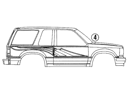 1992 Ford Explorer Stripe Tape Diagram 4 - Thumbnail