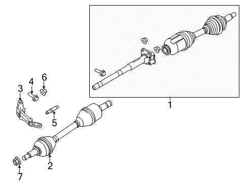 2013 Lincoln MKS Drive Axles - Front Diagram