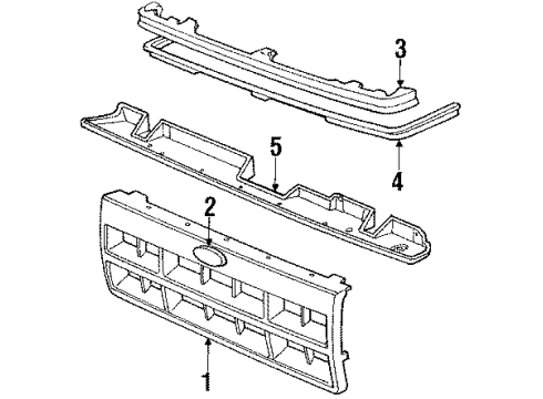 1989 Ford Bronco II Grille & Components Diagram