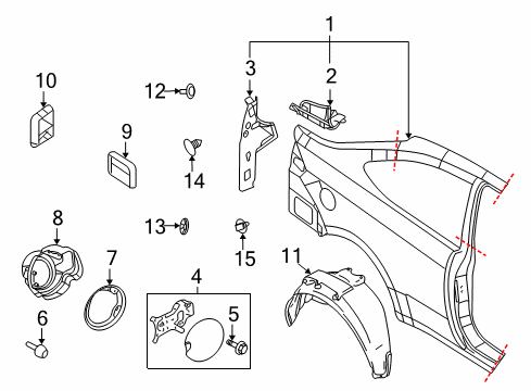 2010 Ford Focus Quarter Panel & Components Diagram 2 - Thumbnail