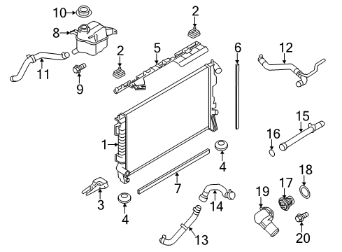 2017 Ford Flex Radiator Diagram for EA8Z-8005-A