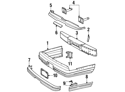 1990 Lincoln Town Car Bumper & Components - Rear Diagram