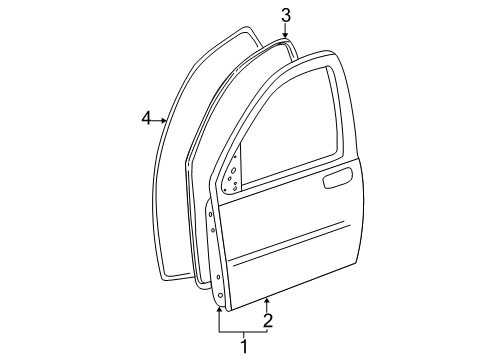2007 Mercury Monterey Door Shell, Front Driver Side Diagram for 6F2Z-1720125-CA