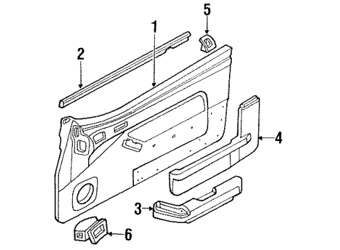 1990 Ford Probe Interior Trim - Door Diagram
