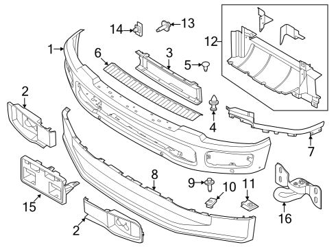 2023 Ford F-350 Super Duty Bumper & Components - Front Diagram 2 - Thumbnail