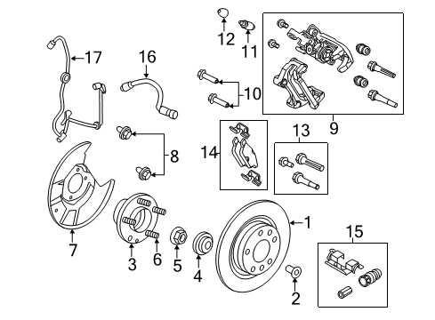2010 Mercury Milan ABS Sensor, Rear Passenger Side Diagram for AE5Z-2C182-A