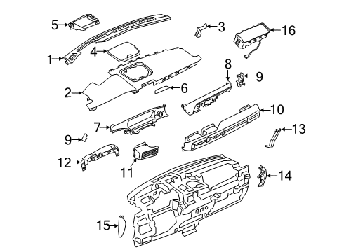 2024 Lincoln Corsair Instrument Panel Components Diagram