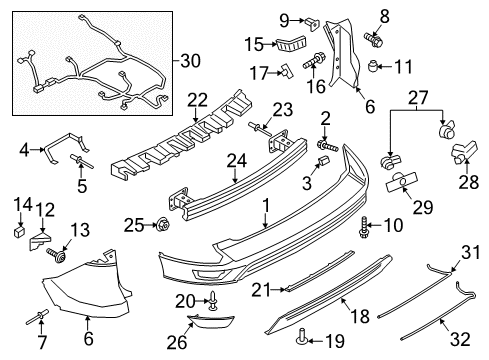 2014 Ford Escape Bumper & Components - Rear Diagram 3 - Thumbnail