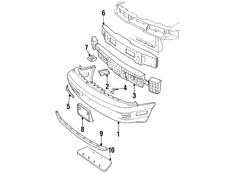 1990 Mercury Cougar Bumper & Components - Front Diagram