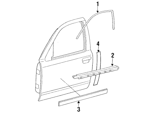 1992 Mercury Grand Marquis Exterior Trim - Front Door Diagram