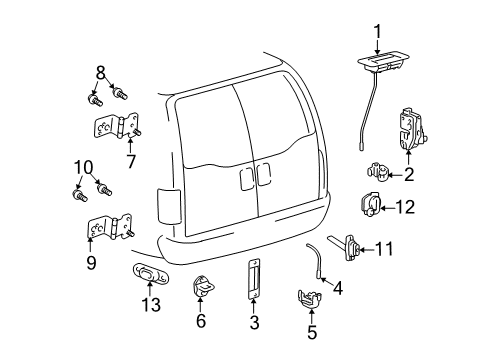 2003 Ford Excursion Back Door - Lock & Hardware Diagram