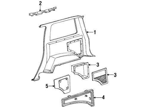 1999 Mercury Mountaineer Compartment Box, Prairie Tan, Rear Diagram for XL2Z7831500AAA