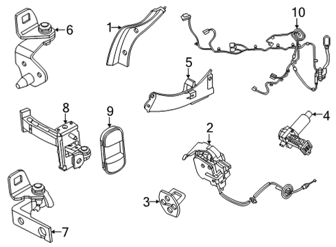 2024 Ford Mustang Mach-E Rear Door - Lock & Hardware Diagram